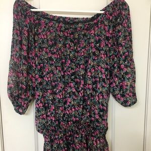 Off shoulder floral top with scrunch waist